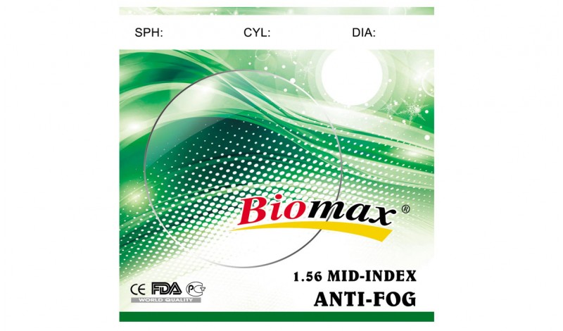 Полімерна лінза BIOMAX ANTI-FOG Ind. 1,56 ?73-70 (±0,0 / ±4,0)