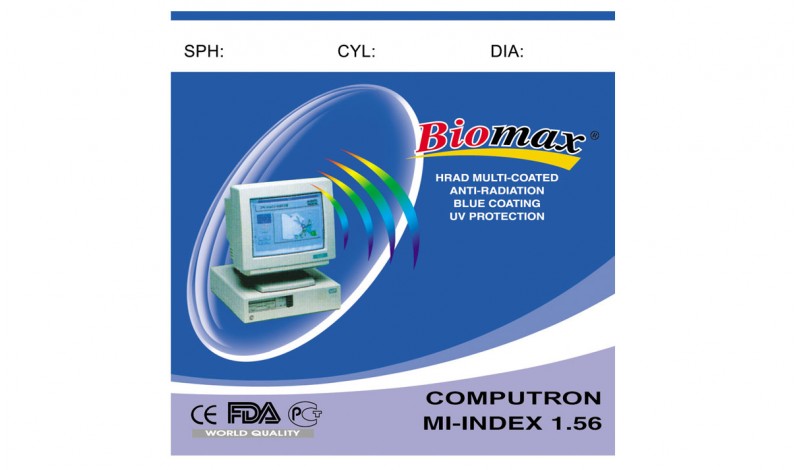 Полімерна комп'ютерна лінза BIOMAX HI-MAX (блакитний відблиск) Ind. 1,56 ?70 (-6,50 / -10,00)