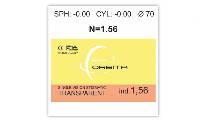 Полімерна лінза ORBITA без покриття. Ind 1,56 Ø70 -8,50 -10,00